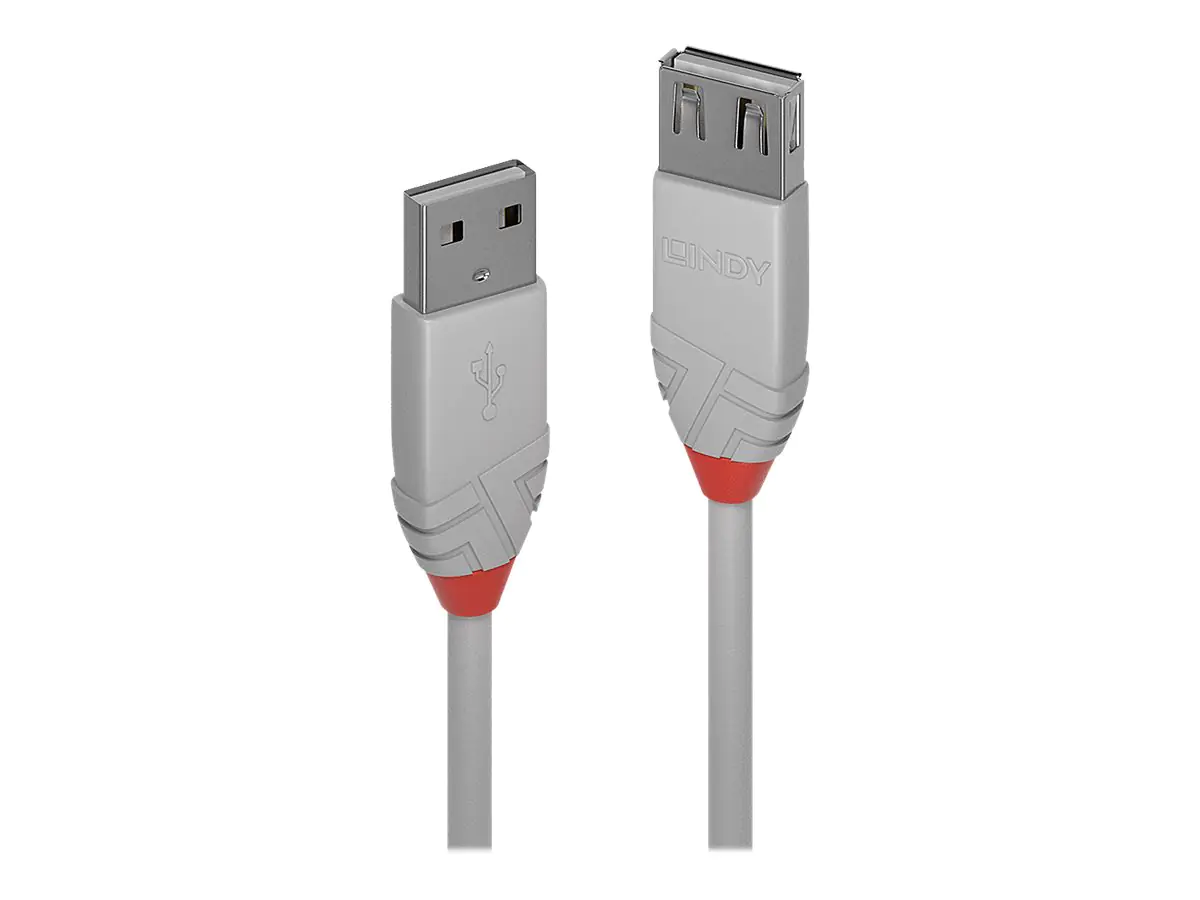 Lindy Anthra Line - USB-Verlängerungskabel - USB (M) zu USB (W) - USB 2.0 - 3 m - rund - Grau