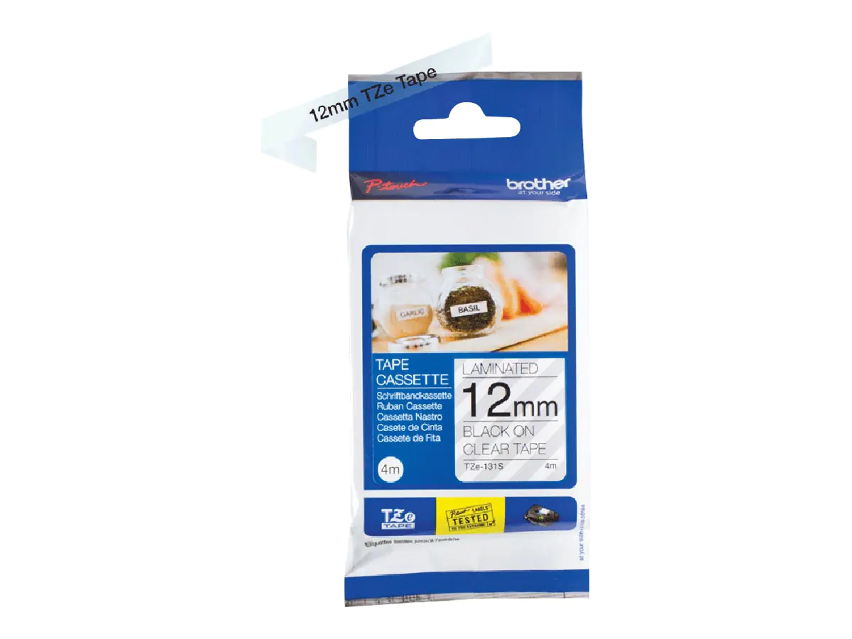Brother TZe-131S - Schwarz auf Transparent - Rolle (1,2 cm x 4 m) 1 Kassette(n) laminiertes Band - für Brother PT-D210, D600, H110; P-Touch PT-1005, 1880, D460, D610, E310 Brother TZe-131S - Schwarz auf Transparent - Rolle (1,2 cm x 4 m) 1 Kassette(n) laminiertes Band - für Brother PT-D210, D600, H110; P-Touch PT-1005, 1880, D460, D610, E310