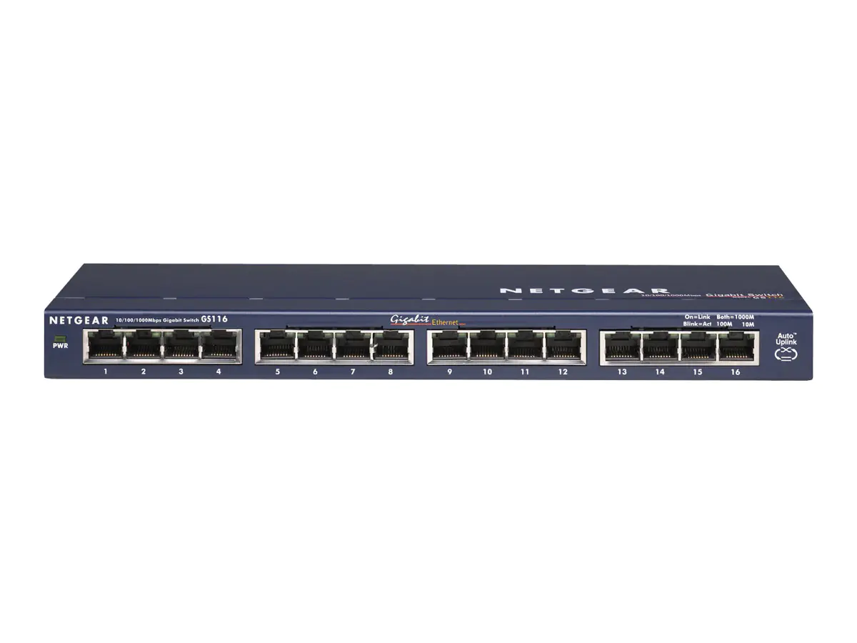 NETGEAR GS116 16 Port Gigabit Desktop Switch - Switch - 16 x 10/100/1000 - Desktop NETGEAR GS116 16 Port Gigabit Desktop Switch - Switch - 16 x 10/100/1000 - Desktop