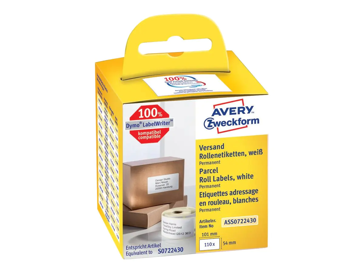 Avery Zweckform Papier - permanenter Klebstoff - weiß - 54 x 101 mm 110 Etikett(en) (1 Rolle(n) ASS0722430