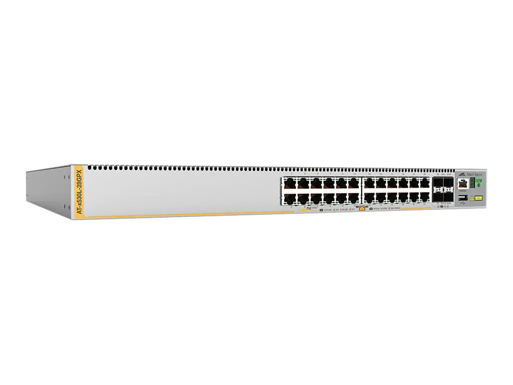 Allied Telesis AT x530L-28GPX - Switch - L3 - managed - 24 x 10/100/1000 (PoE+) + 4 x 1 Gigabit/10 Gigabit SFP+ (Uplink) - an Rack montierbar - PoE+ (740 W)