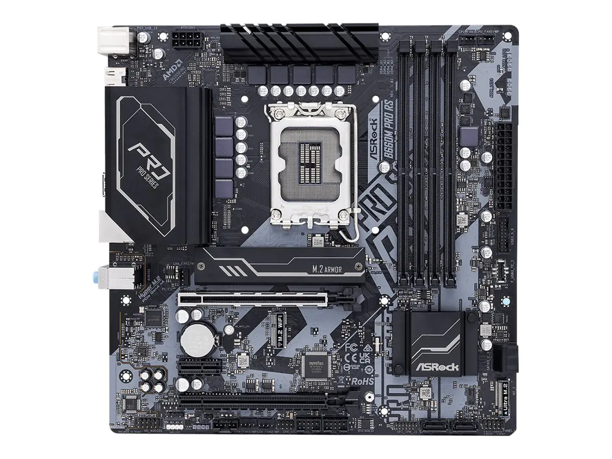 ASRock B660M Pro RS - Motherboard - micro ATX - LGA1700-Sockel - B660 Chipsatz - USB-C Gen1, USB 3.2 Gen 1 - Gigabit LAN - Onboard-Grafik (CPU erforderlich) - HD Audio (8-Kanal)