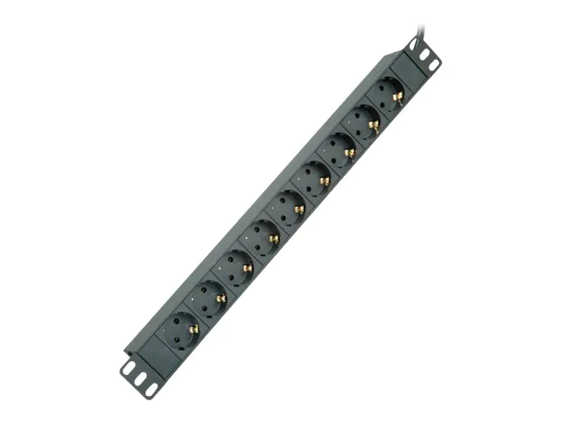Roline - Steckdosenleiste (Rack - einbaufähig) - 250 V - 3600 Watt - Ausgangsanschlüsse: 9 - 1U - 48.3 cm (19") - 2 m - Schwarz
