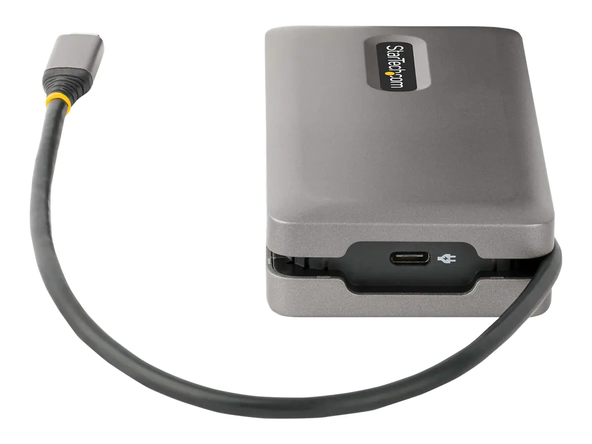 StarTech USB-C Multiport Adapter, 4K 60Hz HDMI/DP Video, 3-Port USB Hub, 100W Power Delivery Pass-Through, GbE, USB Type-C Travel Dock w/ Charging, 1ft/30cm Wrap-Around Cable - Mini Laptop Docking Station (DKT31CDHPD3) - Dockingstation - USB-C - HDMI, DP StarTech USB-C Multiport Adapter, 4K 60Hz HDMI/DP Video, 3-Port USB Hub, 100W Power Delivery Pass-Through, GbE, USB Type-C Travel Dock w/ Charging, 1ft/30cm Wrap-Around Cable - Mini Laptop Docking Station (DKT31CDHPD3) - Dockingstation - USB-C - HDMI, DP