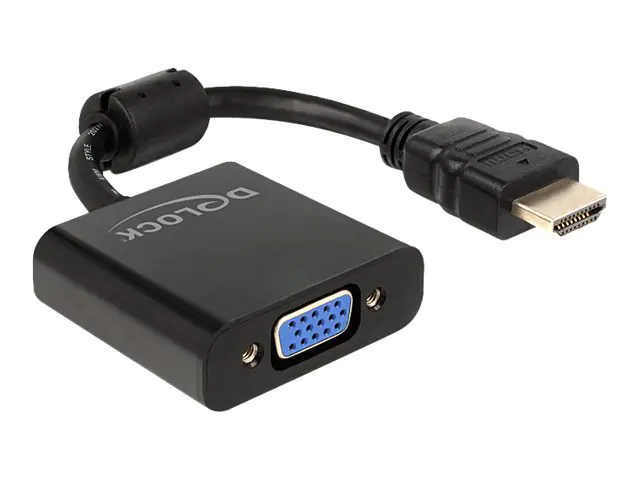 Delock - Videoadapter - HD-15 (VGA) weiblich zu HDMI männlich - 25.5 cm - Schwarz Delock - Videoadapter - HD-15 (VGA) weiblich zu HDMI männlich - 25.5 cm - Schwarz