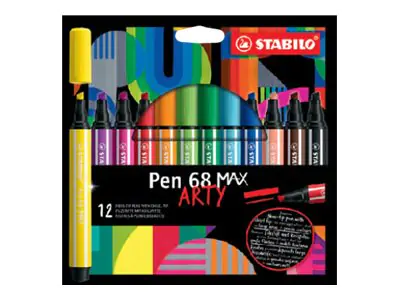 STABILO® Fasermaler Pen 68 MAX "ARTY" 1-5mm farbig sortiert nicht auswaschbar 12 St./Pack.
