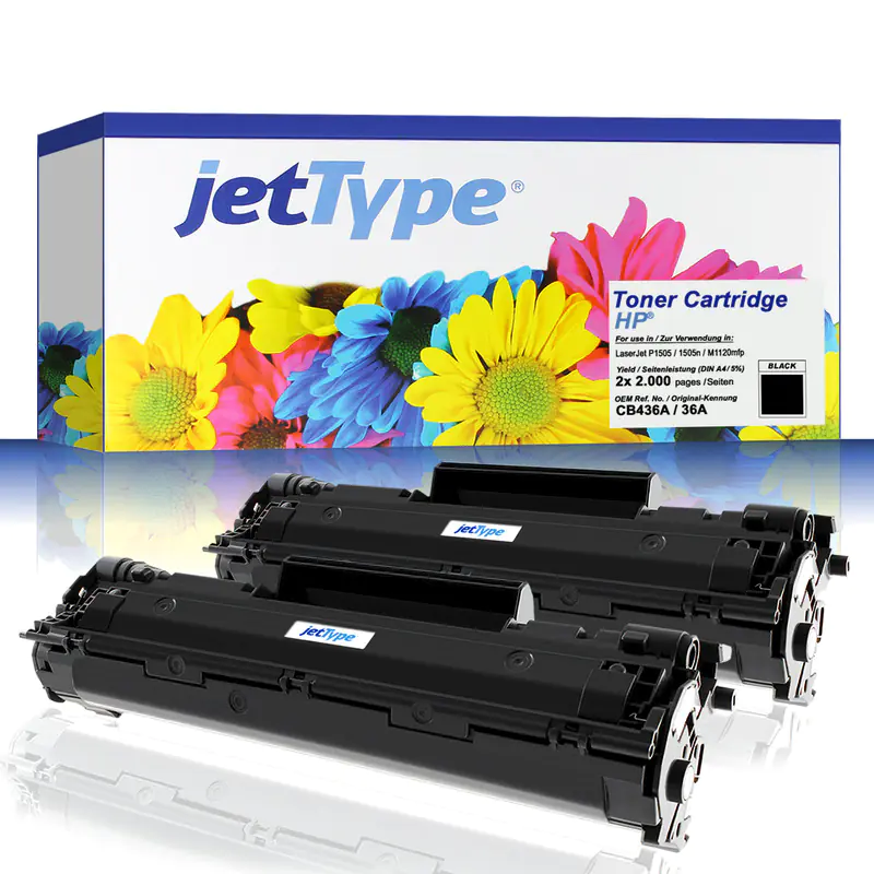 jetType Toner Doppelpack kompatibel zu HP CB436AD 36A schwarz 2x 2.000 Seiten 2 Stück jetType Toner Doppelpack kompatibel zu HP CB436AD 36A schwarz 2x 2.000 Seiten 2 Stück
