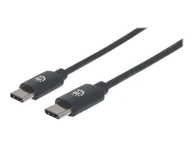 Manhattan USB-C to USB-C Cable, 50cm, Male to Male, Black, 480 Mbps (USB 2.0), Hi-Speed USB, Lifetime Warranty, Polybag - USB-Kabel - 24 pin USB-C (M) zu 24 pin USB-C (M) - USB 2.0 - 3 A - 50 cm - geformt - Schwarz Manhattan USB-C to USB-C Cable, 50cm, Male to Male, Black, 480 Mbps (USB 2.0), Hi-Speed USB, Lifetime Warranty, Polybag - USB-Kabel - 24 pin USB-C (M) zu 24 pin USB-C (M) - USB 2.0 - 3 A - 50 cm - geformt - Schwarz
