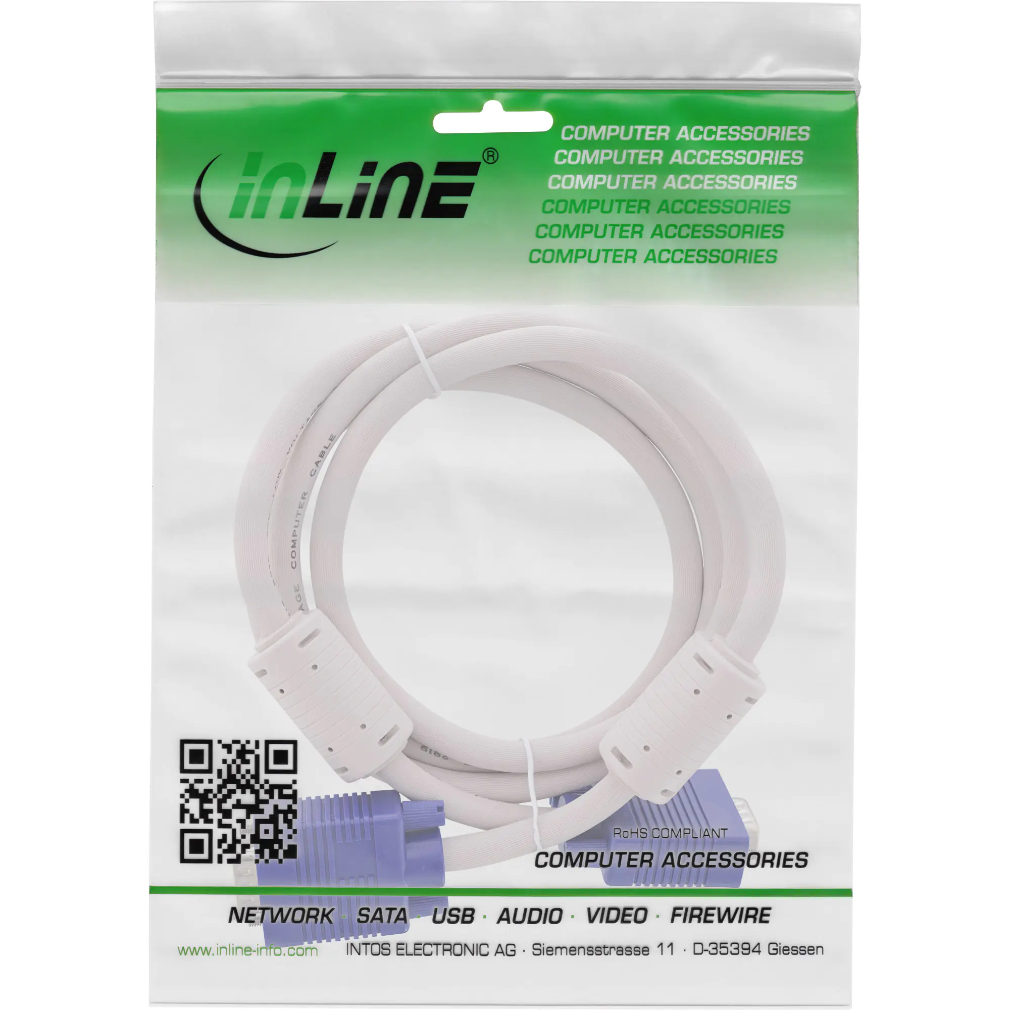 InLine S-VGA Kabel - 15pol HD Stecker / Stecker - grau - 5m 17718