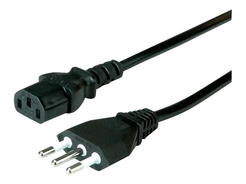 VALUE - Stromkabel - CEI 23-50 (M) zu power IEC 60320 C13 gerade - Wechselstrom 250 V - 10 A - 1.8 m - Schwarz - Italien