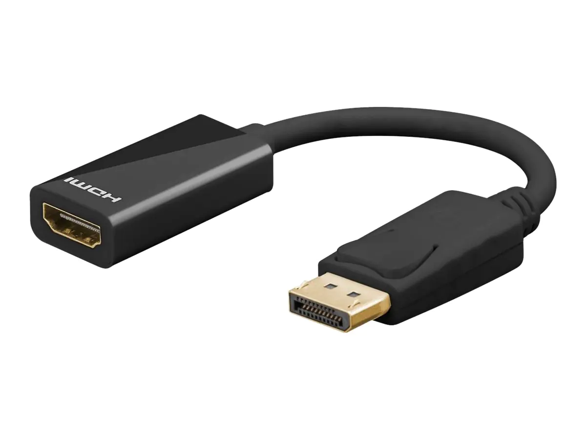 goobay - DisplayPort-Adapter - DisplayPort männlich zu HDMI weiblich - 10 cm - Schwarz - 4K Unterstützung goobay - DisplayPort-Adapter - DisplayPort männlich zu HDMI weiblich - 10 cm - Schwarz - 4K Unterstützung