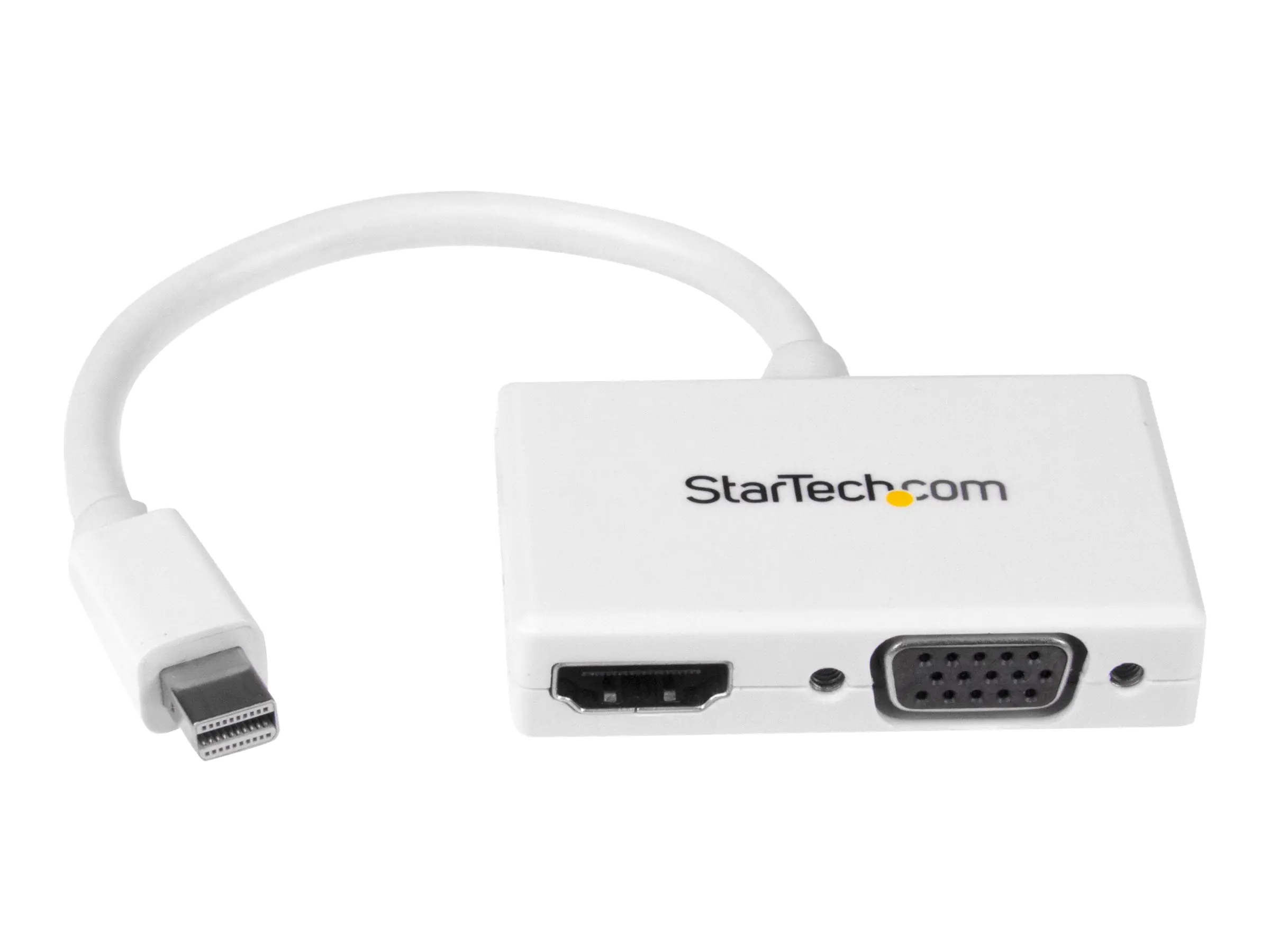 StarTech Reise A/V Adapter: 2-in-1 Mini DisplayPort auf HDMI oder VGA Konverter - mDP zu HDMI / VGA Adapter im kompakten Design - Videokonverter - DisplayPort - HDMI, VGA - weiß - für Apple MacBook Air