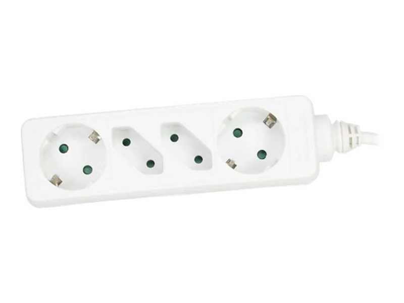 InLine Steckdosenleiste - 4-fach - 2x Schutzkontakt + 2x Euro - weiß - 3m 16443W