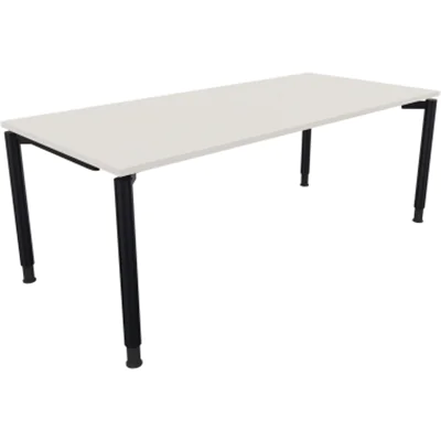 Schreibtisch Vierfuß Rundrohr B2000xT900xH680-820 an/Weiß