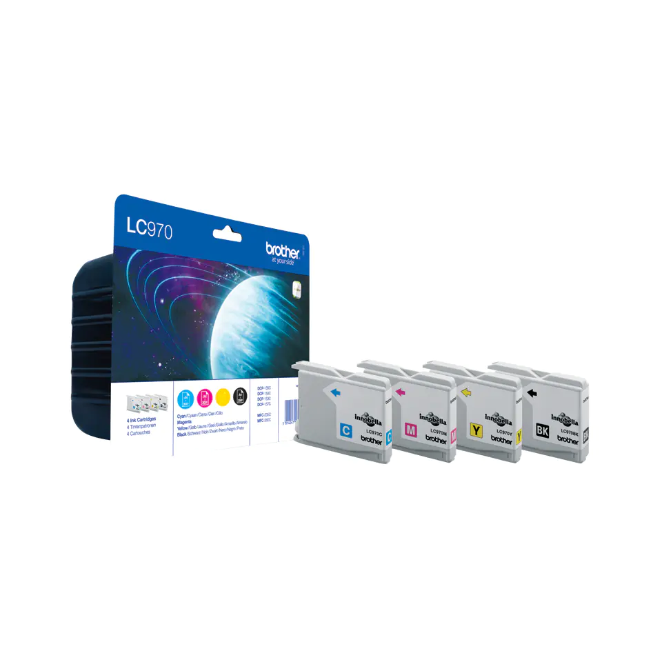 Brother LC970VALBP - 4er-Pack - Schwarz, Gelb, Cyan, Magenta - Original - Blisterverpackung - Tintenpatrone - für Brother DCP-135C, DCP-150C Brother LC970VALBP - 4er-Pack - Schwarz, Gelb, Cyan, Magenta - Original - Blisterverpackung - Tintenpatrone - für Brother DCP-135C, DCP-150C