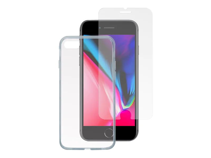 4smarts - 360° Starterset - Schutzhülle hintere Abdeckung für Mobiltelefon - Temperglas, Thermoplastisches Polyurethan (TPU) - durchsichtig - für Apple iPhone 7, 8, SE (2. Generation), SE (3rd generation)