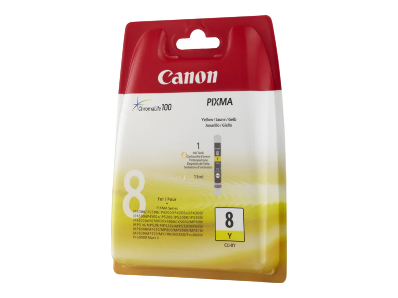 Canon CLI-8Y - Gelb - Original - Blister mit Diebstahlsicherung - Tintenbehälter - für PIXMA iP3500, iP4500, iP5300, MP510, MP520, MP610, MP960, MP970, MX700, MX850, Pro9000