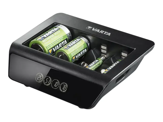 Varta LCD Universal Charger+ - 4 Std. Batterieladegerät - (für 4xAA/4xAAA, 4xD, 4xC, 1x9V) + AC-Netzteil (USB)
