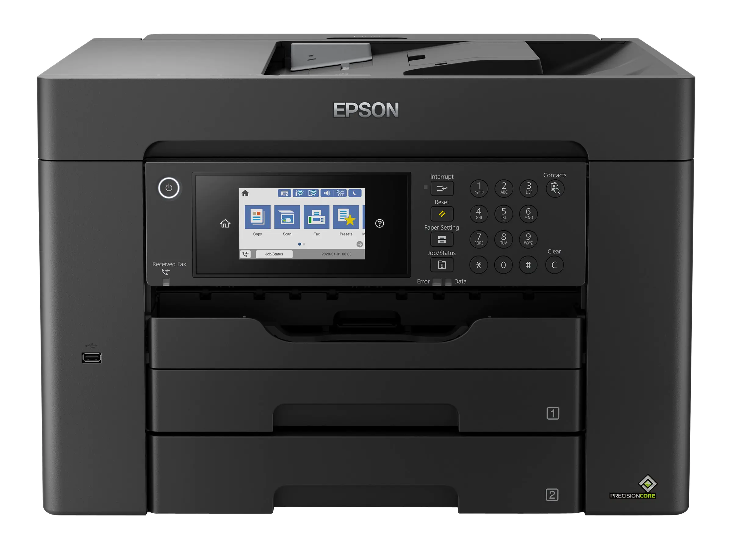 Epson WorkForce WF-7840DTWF - Multifunktionsdrucker - Farbe - Tintenstrahl - A3 (297 x 420 mm) (Original) - A3 (Medien) - bis zu 25 Seiten/Min. (Drucken) - 550 Blatt - 33.6 Kbps - USB 2.0, LAN, Wi-Fi(n), USB-Host