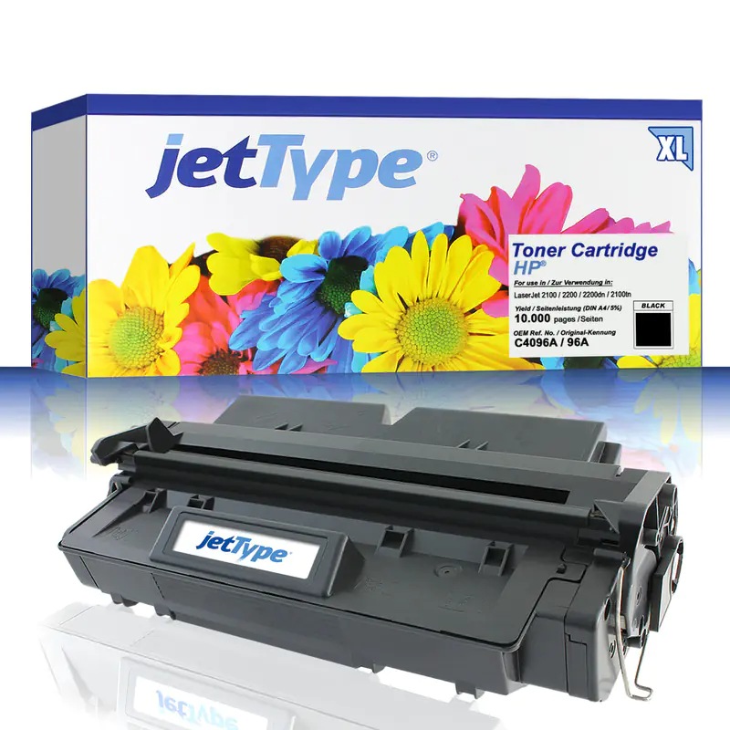 jetType Toner kompatibel zu HP C4096A 96A schwarz 10.000 Seiten Große Füllmenge 1 Stück jetType Toner kompatibel zu HP C4096A 96A schwarz 10.000 Seiten Große Füllmenge 1 Stück