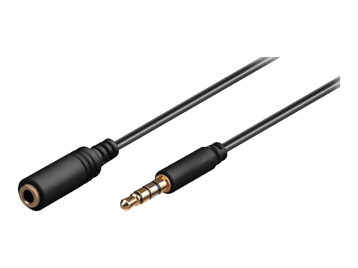 goobay - Headset-Erweiterungskabel - 4-poliger Mini-Stecker (M) bis 4-poliger Mini-Stecker (W) - 1.5 m - abgeschirmt - Schwarz - rund