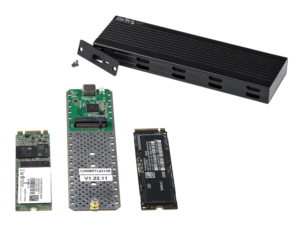 StarTech NVMe SSD Gehäuse - USB-C 10 Gbit/s auf M.2 NVMe oder M.2 SATA SSD - Externes M.2 PCIe/SATA NGFF SSD Aluminiumgehäuse - USB Type-C & USB-A - Unterstützt 2230/2242/2260/2280 ( SM2E1BMU31C) - Speichergehäuse - M.2 - M.2 Card - USB 3.2 (Gen 2) - Schw StarTech NVMe SSD Gehäuse - USB-C 10 Gbit/s auf M.2 NVMe oder M.2 SATA SSD - Externes M.2 PCIe/SATA NGFF SSD Aluminiumgehäuse - USB Type-C & USB-A - Unterstützt 2230/2242/2260/2280 ( SM2E1BMU31C) - Speichergehäuse - M.2 - M.2 Card - USB 3.2 (Gen 2) - Schw