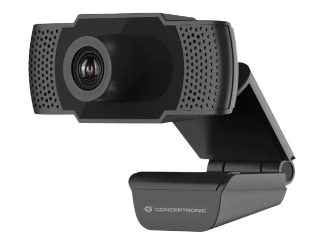 Conceptronic AMDIS 1080P Full HD-Webcam mit Mikrofon, 2 MP, 1920 x 1080 Pixel, Full HD, 30 fps, H.264, M-JPEG, YUV, 90° AMDIS01B-V1