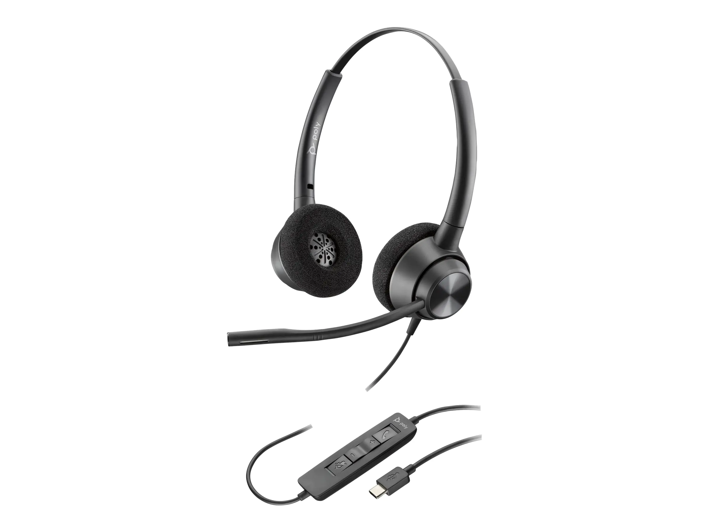 Poly EncorePro 320 - EncorePro 300 series - Headset - On-Ear - kabelgebunden - USB-C - Schwarz - Zertifiziert für Microsoft Teams Poly EncorePro 320 - EncorePro 300 series - Headset - On-Ear - kabelgebunden - USB-C - Schwarz - Zertifiziert für Microsoft Teams