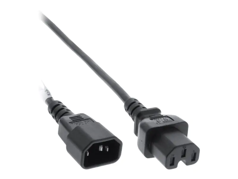InLine - Spannungsversorgungs-Verlängerungskabel - IEC 60320 C14 gerade zu IEC 60320 C15 gerade - 50 cm - Schwarz