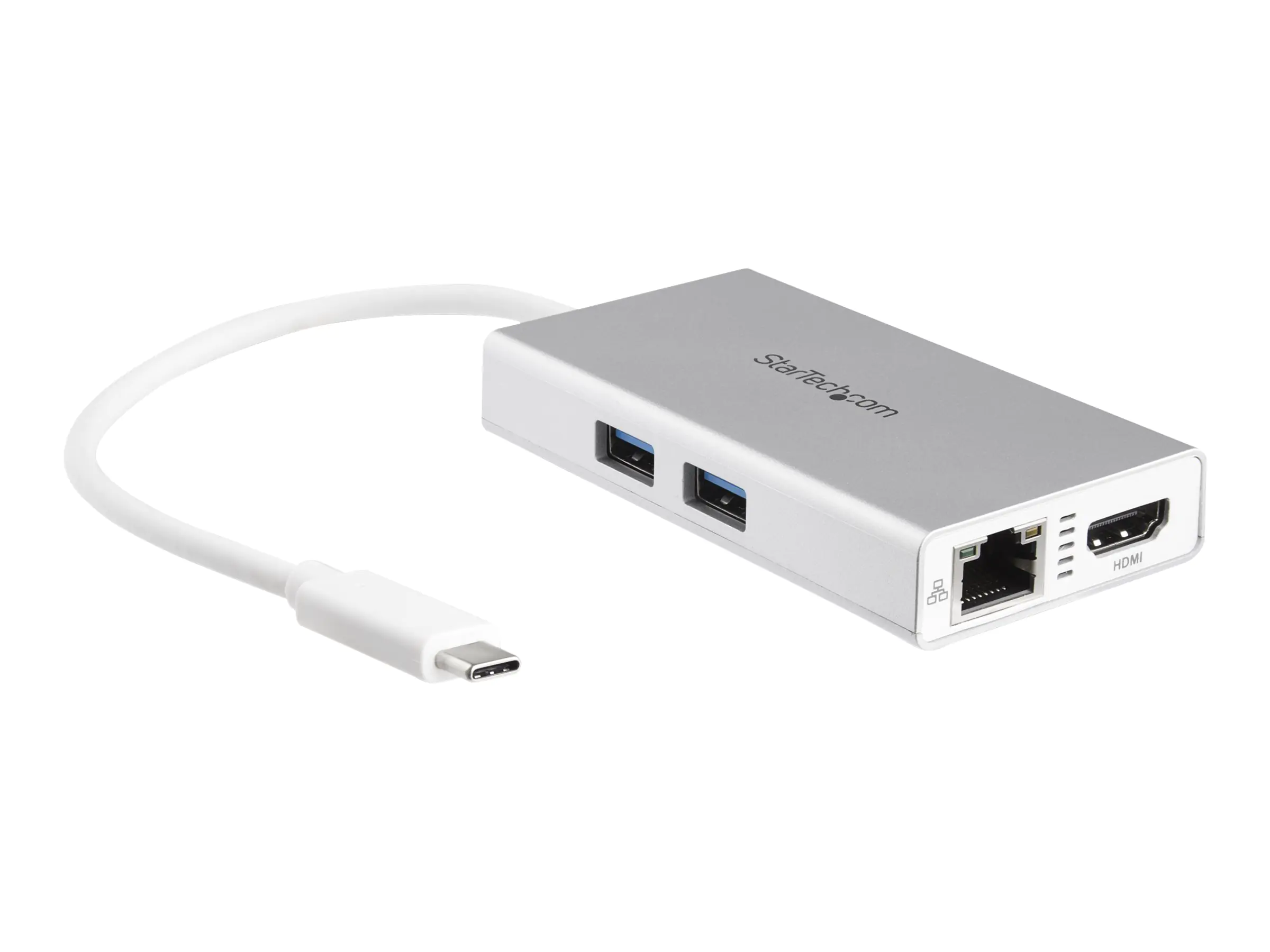StarTech.com Startech USB-C Multiport Adapter - USB-C Reise docking station mit 4k HDMI - 60W Power Delivery Pass-Through, GbE, 2x USB-A 3.0 Hub - Tragbares Mini USB Typ-C Dock für Laptop - Weiß (DKT30CHPDW)