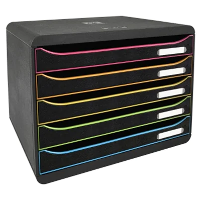 Exacompta Schubladenbox BIG-BOX plus quer 5 Schubladen DIN A4, Überbreite Polystyrol Gehäusefarbe: schwarz Farbe der Schublade: schwarz/harlekin Exacompta Schubladenbox BIG-BOX plus quer 5 Schubladen DIN A4, Überbreite Polystyrol Gehäusefarbe: schwarz Farbe der Schublade: schwarz/harlekin