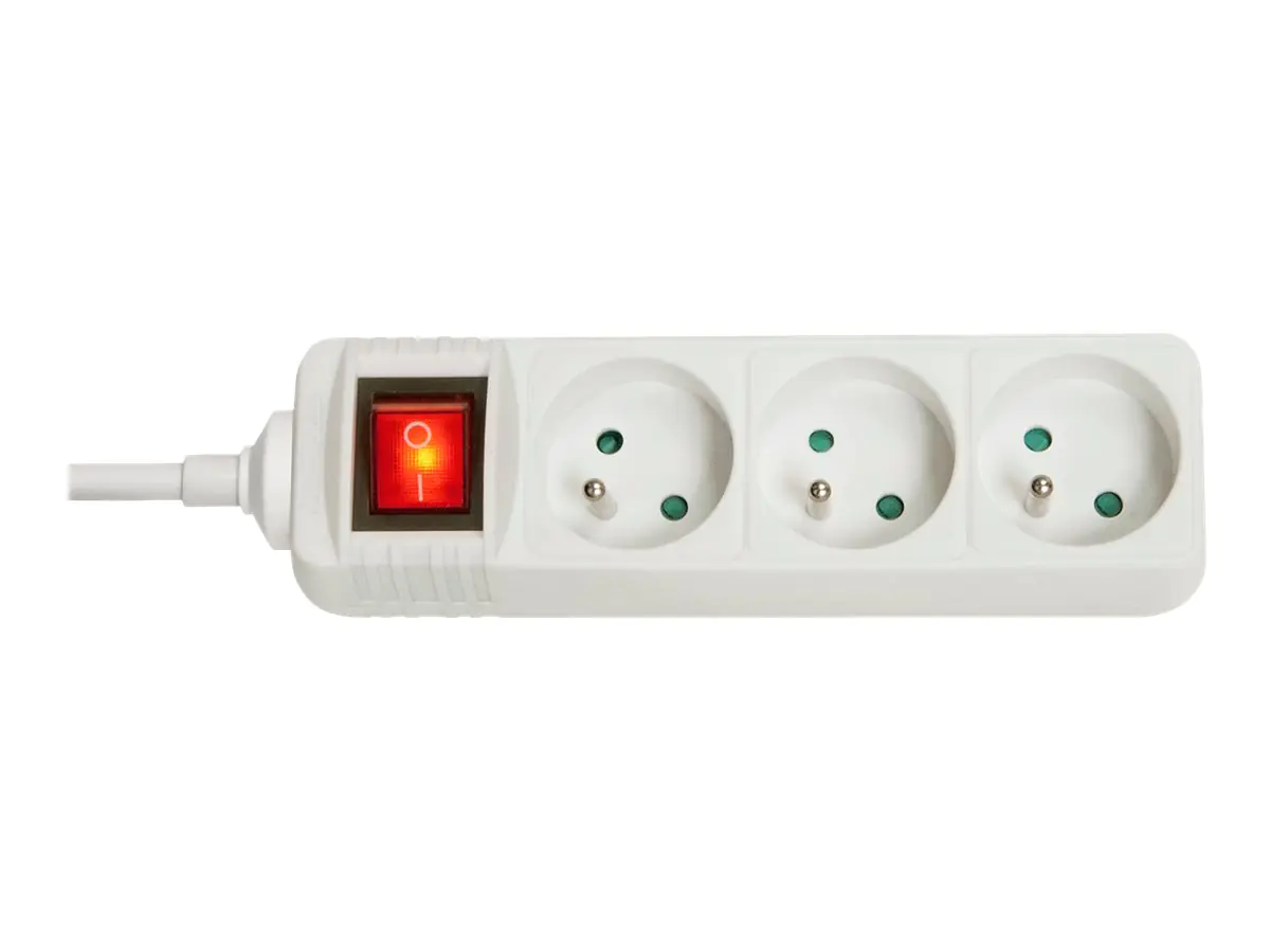 LINDY - Steckdosenleiste - Wechselstrom 230 V - 3680 Watt - Ausgangsanschlüsse: 3 - 1.4 m - Frankreich - weiß