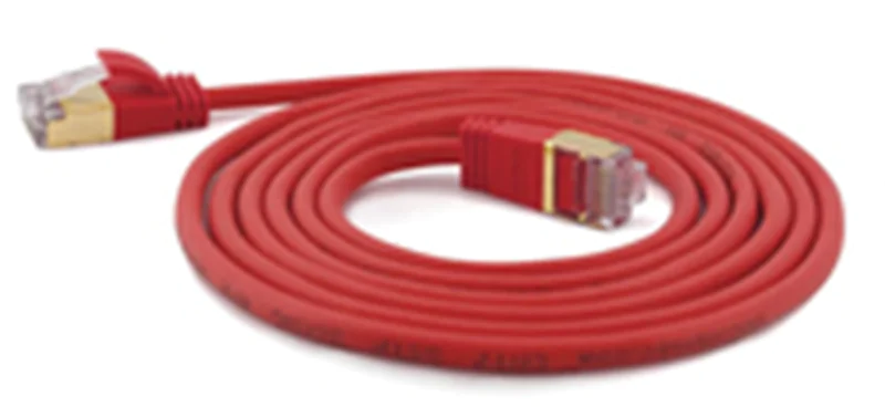 WANTEC Extra dünnes CAT7 SSTP Patchkabel, 1 m, Cat7, S/FTP (S-STP), RJ-45, RJ-45, Rot 7159