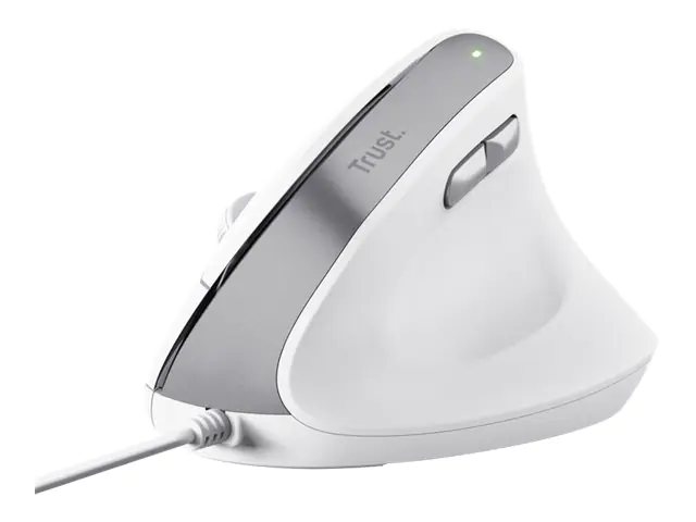 Trust Bayo II - Vertikale Maus - ergonomisch - Für Rechtshänder - optisch - 6 Tasten - kabelgebunden - USB - weiß