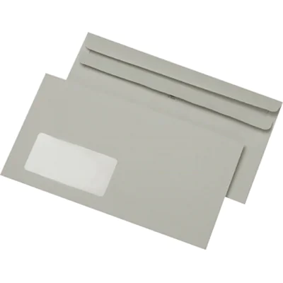 MAILmedia Briefumschlag Kompakt mit Fenster 75g/m² mit Selbstklebung Recyclingpapier grau 1.000 St./Pack.