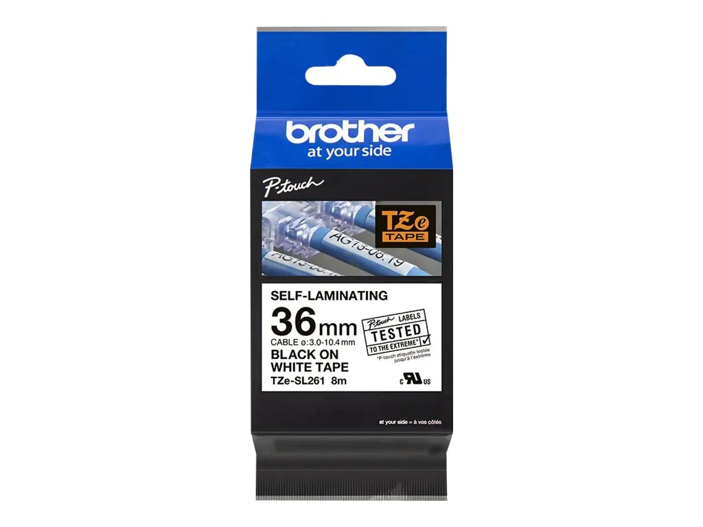 Brother Schriftband TZESL261 Schwarz auf Weiß 3,6 cm x 8 m Brother Schriftband TZESL261 Schwarz auf Weiß 3,6 cm x 8 m
