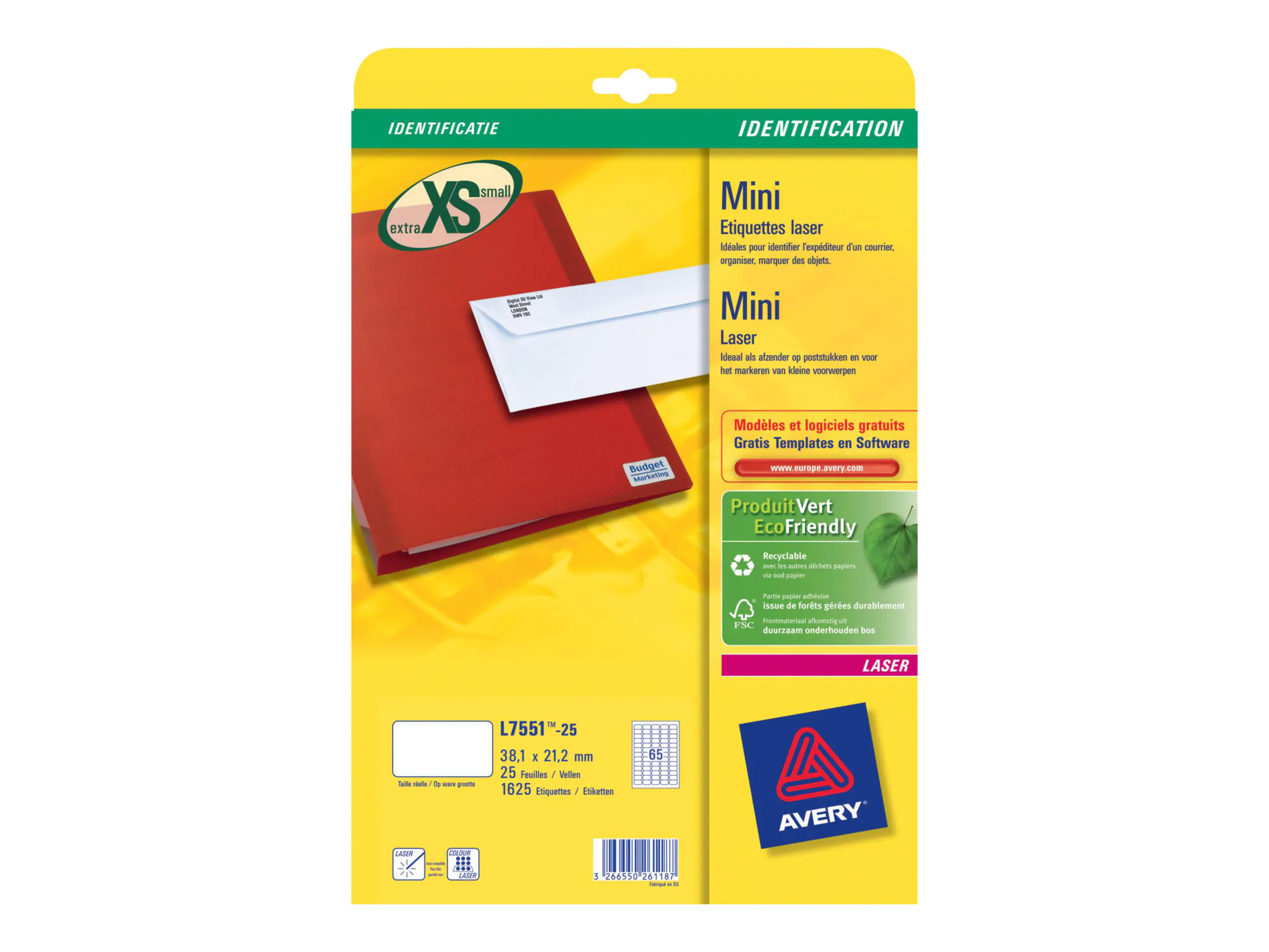 Avery Zweckform Avery - 21.2 x 38.1 mm 1625 Stck. (25 Bogen x