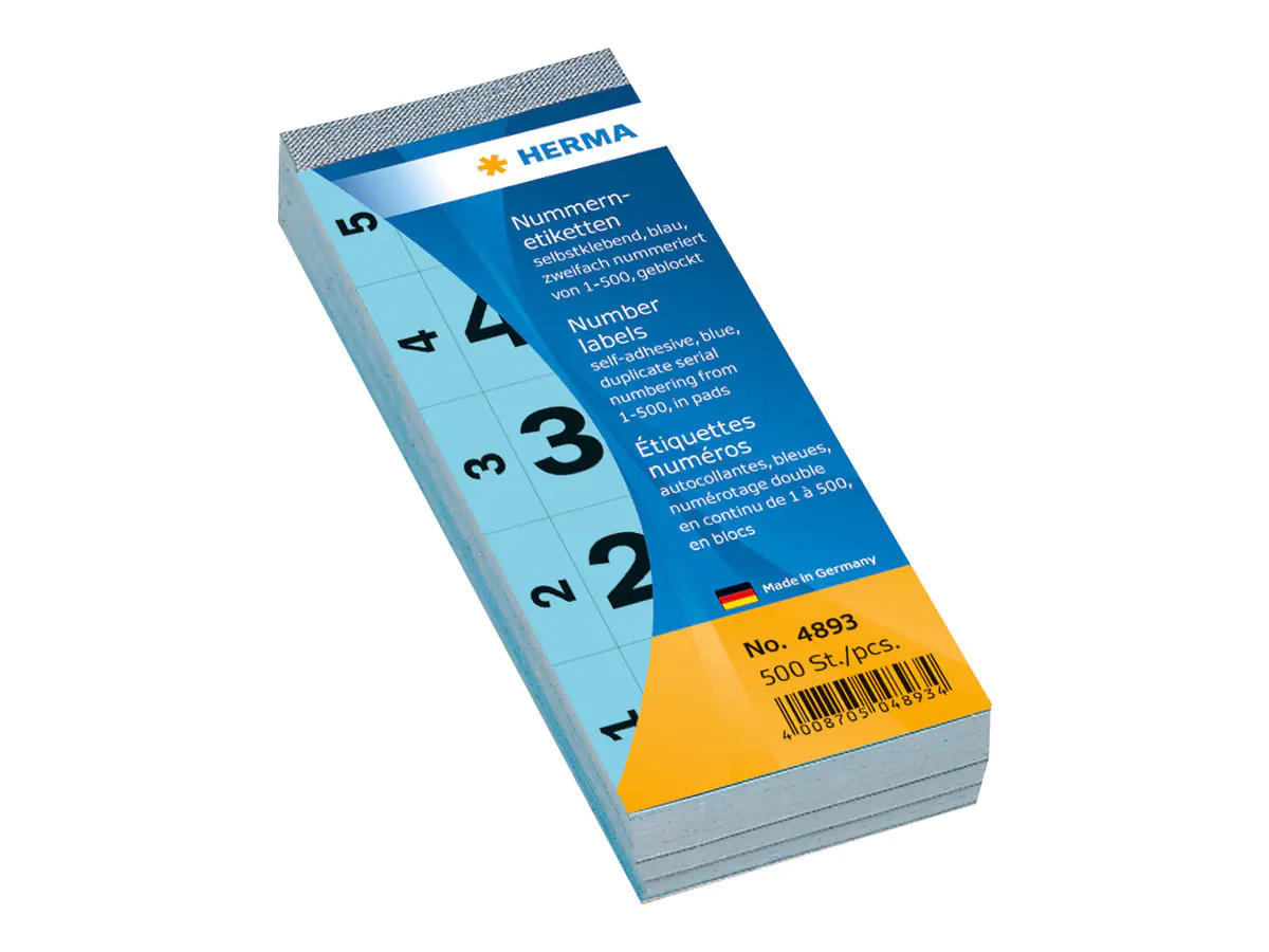 HERMA Nummernblock 4893 1-500 sk 28x56mm blau 500 St./Pack.