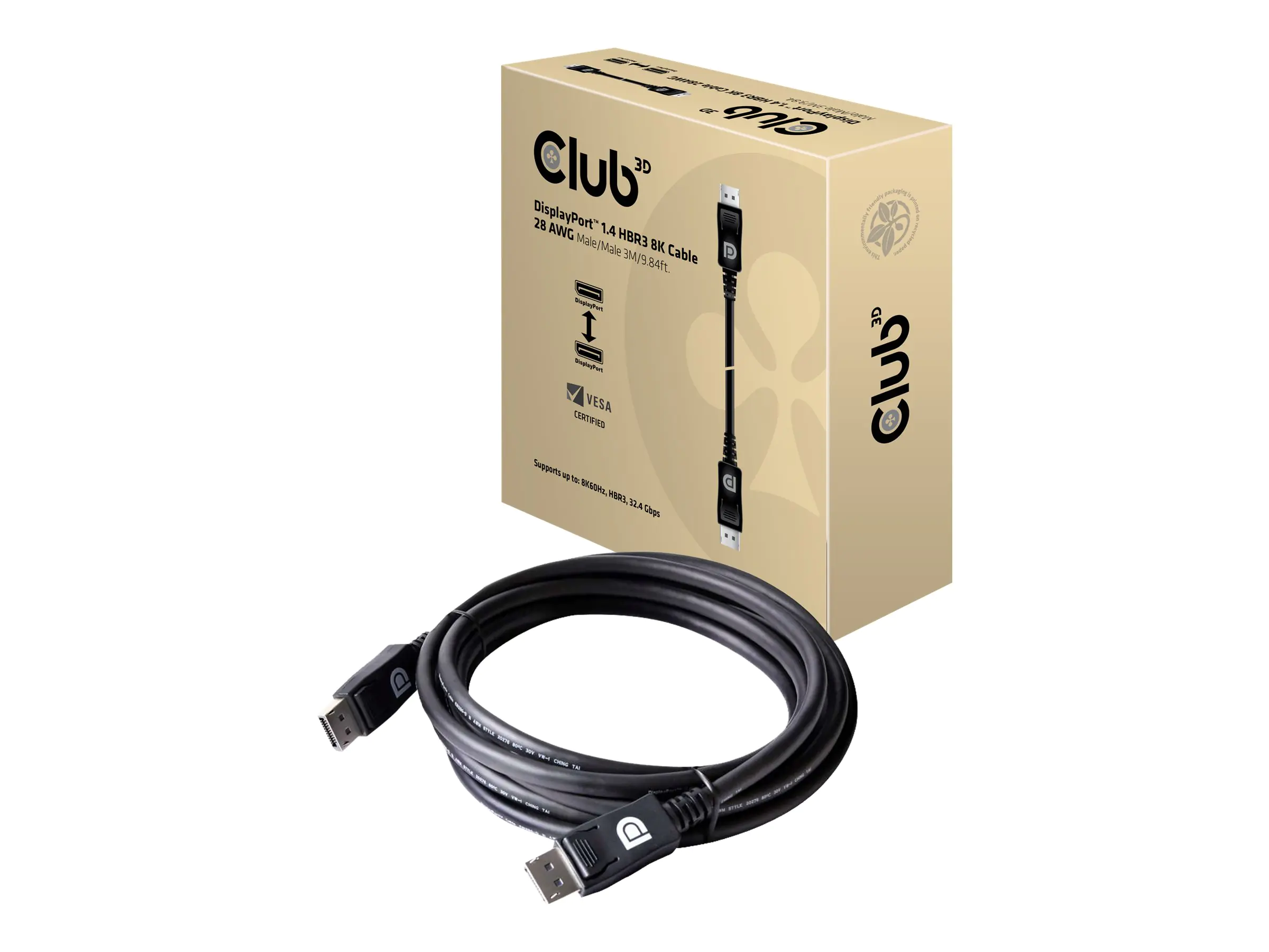 Club 3D - DisplayPort-Kabel - DisplayPort (M) zu DisplayPort (M) - DisplayPort 1.4 - 3 m - 8K Unterstützung Club 3D - DisplayPort-Kabel - DisplayPort (M) zu DisplayPort (M) - DisplayPort 1.4 - 3 m - 8K Unterstützung