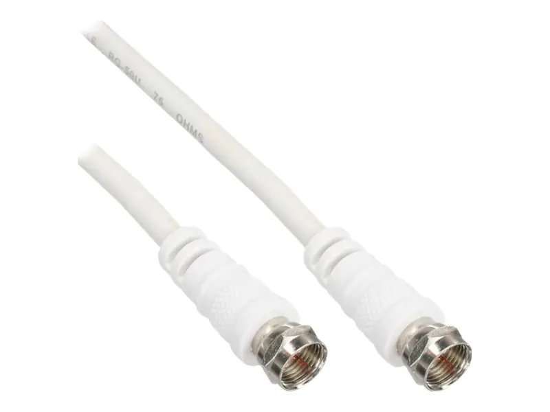 InLine - HF-Kabel - 0.65 mm² - F-Stecker männlich zu F-Stecker männlich - 15 m - doppelt abgeschirmtes Koaxialkabel - 75 dB - weiß