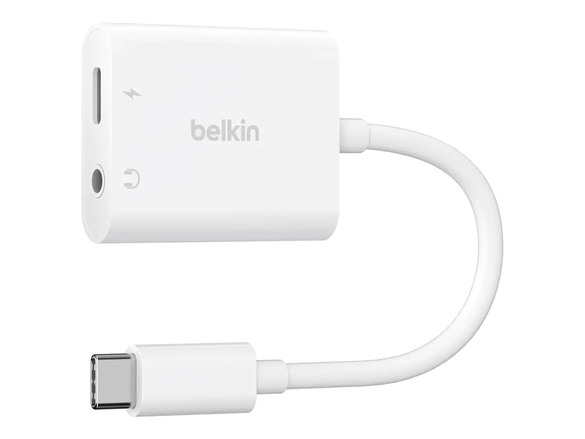 Belkin RockStar - USB-C zu Kopfhöreranschluss / Ladeadapter - 24 pin USB-C männlich zu 24 pin USB-C, Mini-Stecker weiblich - USB Power Delivery (60W) Belkin RockStar - USB-C zu Kopfhöreranschluss / Ladeadapter - 24 pin USB-C männlich zu 24 pin USB-C, Mini-Stecker weiblich - USB Power Delivery (60W)