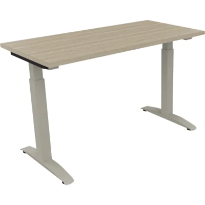 Schreibtisch Kufe Einzels. Quadrat B1200xT600xH650-850 si/Eiche Natur Schreibtisch Kufe Einzels. Quadrat B1200xT600xH650-850 si/Eiche Natur