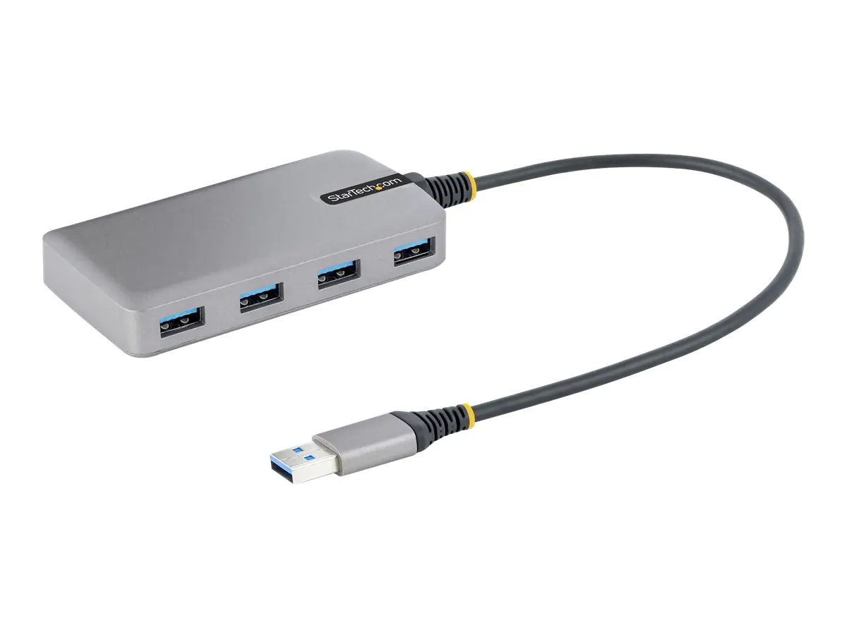 StarTech 4-Port USB Hub, USB 3.0 5Gbps, Bus Powered, USB-A to 4x USB-A Hub with Optional Auxiliary Power Input, Portable Desktop/Laptop USB Hub with 1ft (30cm) Attached Cable - USB Expansion Hub (5G4AB-USB-A-HUB) - Hub - 4 x USB 3.2 Gen 1 + 1 x micro-USB StarTech 4-Port USB Hub, USB 3.0 5Gbps, Bus Powered, USB-A to 4x USB-A Hub with Optional Auxiliary Power Input, Portable Desktop/Laptop USB Hub with 1ft (30cm) Attached Cable - USB Expansion Hub (5G4AB-USB-A-HUB) - Hub - 4 x USB 3.2 Gen 1 + 1 x micro-USB