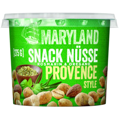 MARYLAND Nussmischung Provence Style Erdnüssen, Cashewkernen, Mandeln 275 g/Pack. MARYLAND Nussmischung Provence Style Erdnüssen, Cashewkernen, Mandeln 275 g/Pack.