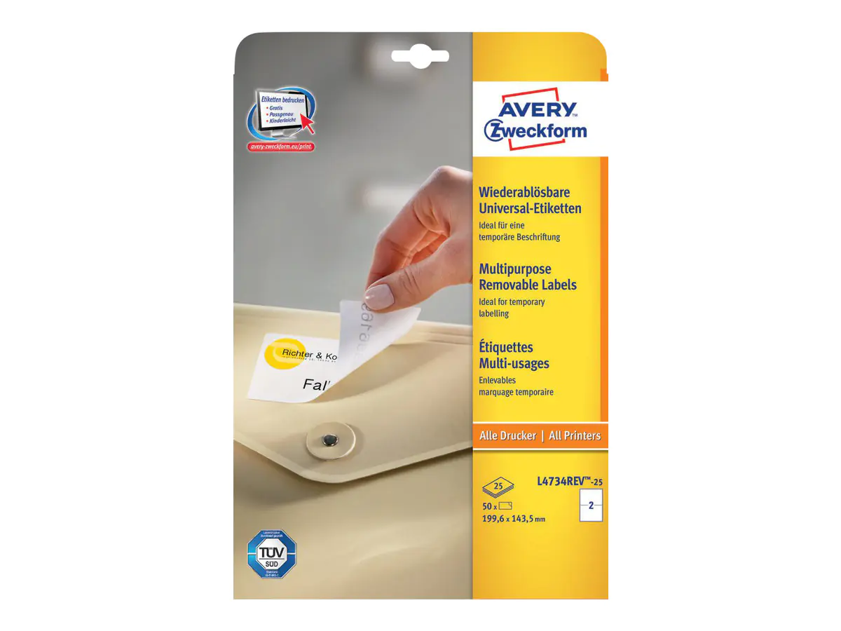 Avery Zweckform Etikett L4734REV-25 199,6x143,5mm weiß 60 St./Pack.