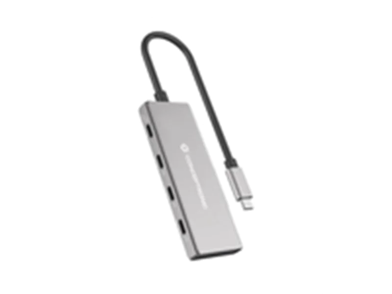 Conceptronic HUBBIES16G, USB 3.2 Gen 2 (3.1 Gen 2) Type-C, USB 3.2 Gen 2 (3.1 Gen 2) Type-C, 10000 Mbit/s, Grau, Aluminium, 100 W