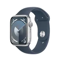 Apple Watch Series 9 (GPS + Cellular) - 45 mm - Aluminium, Silber - intelligente Uhr mit Sportband - Flouroelastomer - Storm Blue - Bandgröße: S/M - 64 GB - Wi-Fi, Bluetooth, UWB, LTE - 4G - 39 g