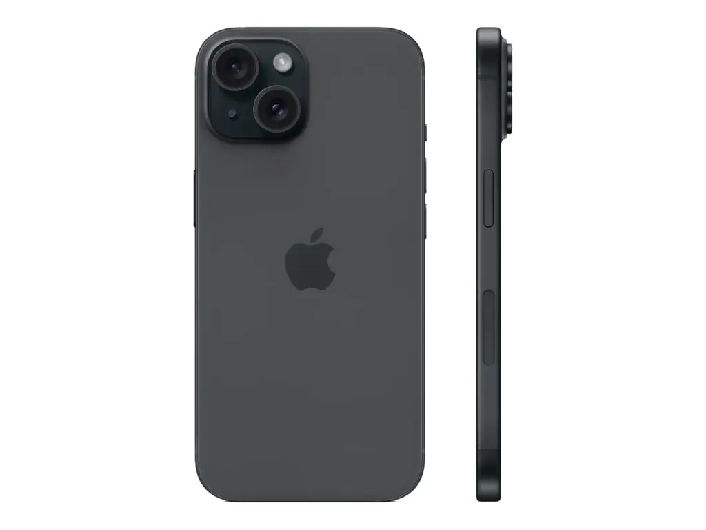 Apple iPhone 15 - 5G Smartphone - Dual-SIM / Interner Speicher 256 GB - OLED-Display - 6.1" - 2556 x 1179 Pixel - 2 x Rückkamera 48 MP, 12 MP - front camera 12 MP - Schwarz