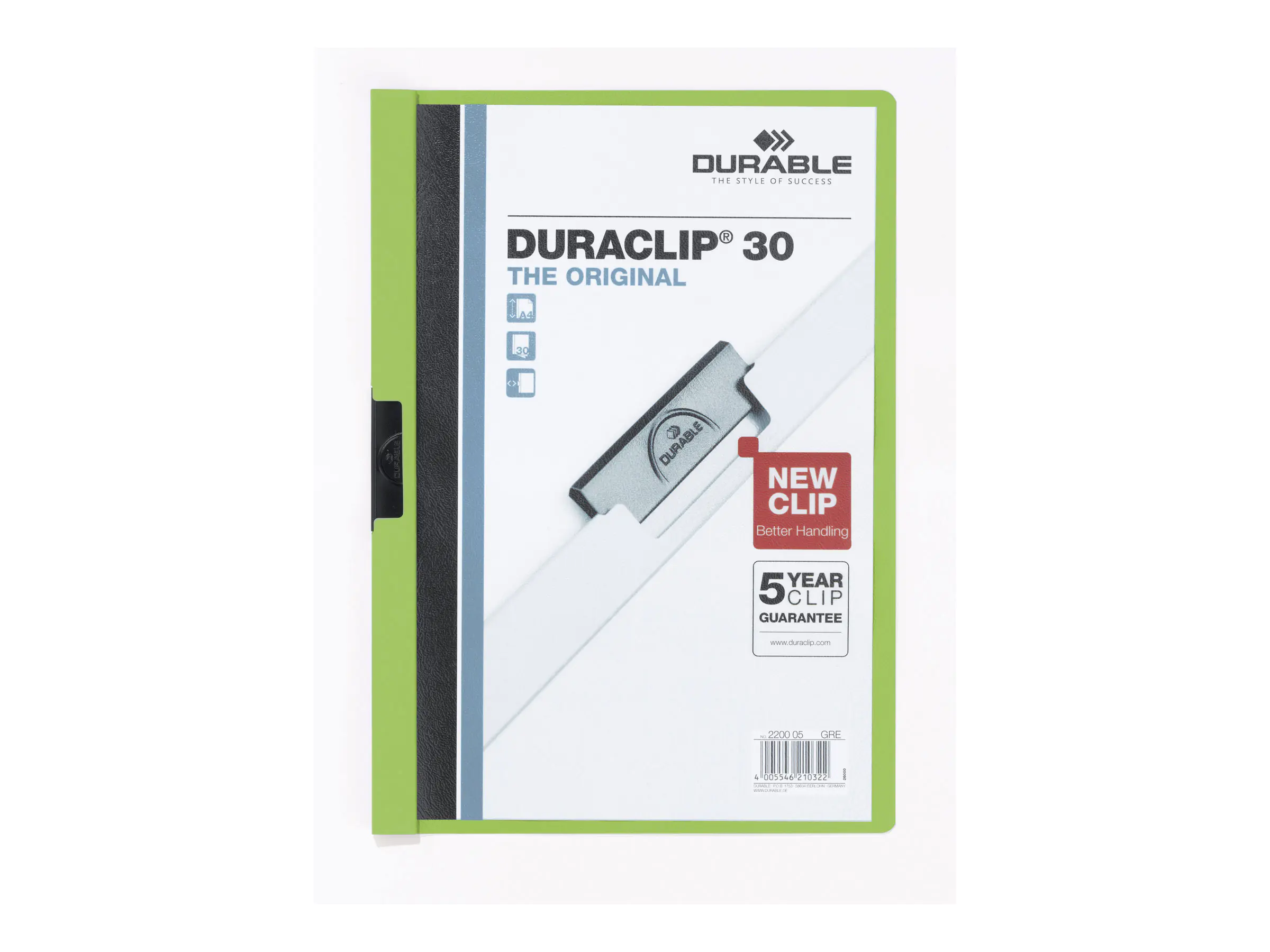 DURABLE Klemmmappe DURACLIP 30 220005 DIN A4 Hartfolie grün