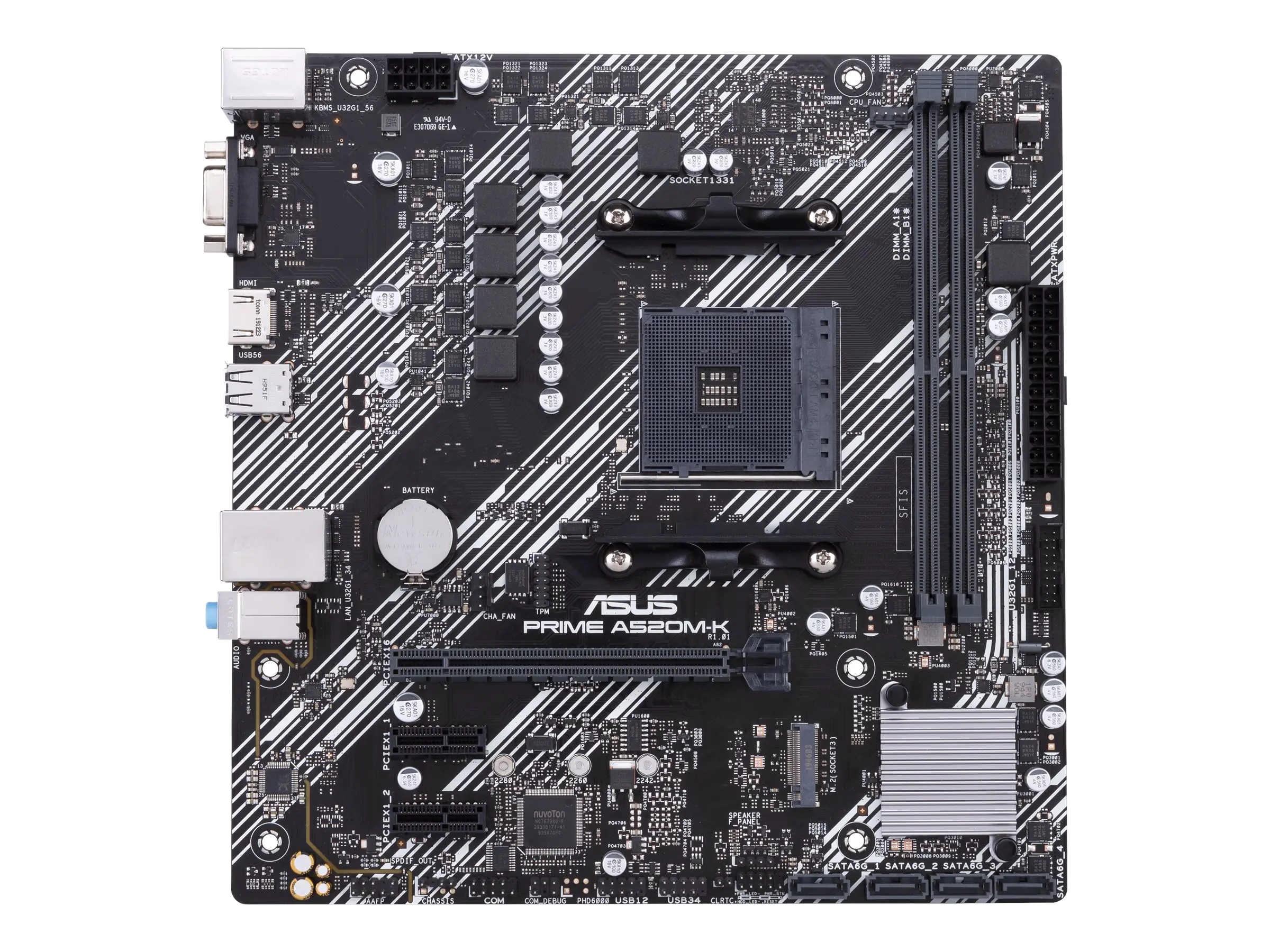 ASUS PRIME A520M-K - Motherboard - micro ATX - Socket AM4 - AMD A520 Chipsatz - USB 3.2 Gen 1 - Gigabit LAN - Onboard-Grafik (CPU erforderlich) 90MB1500-M0EAY0